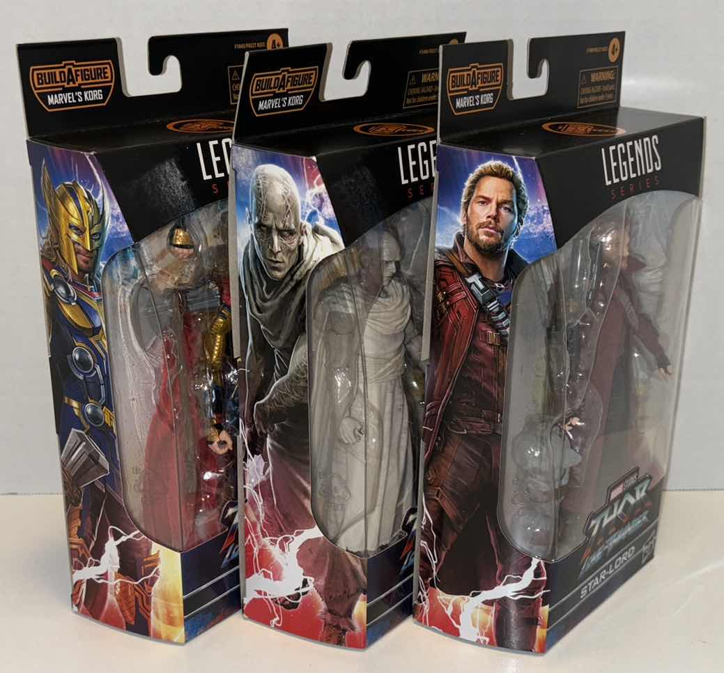 Photo 1 of NEW HASBRO MARVEL STUDIOS THOR LOVE & THUNDER 3-PACK ACTION FIGURE & ACCESSORIES, “THOR”, “GORR” & “STAR-LORD”