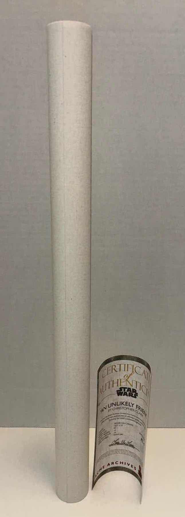 Photo 1 of NEW ACME ARCHIVES DIRECT STAR WARS OFFICIALLY LICENSED 22” X 16.5” GICLEE ON ROLLED CANVAS W/COA, “AN UNLIKELY FRIEND” BY CHRISTOPHER CLARK, #57 OF 95 PC HAND-NUMBERED EDITION (SKU: SWM1286)