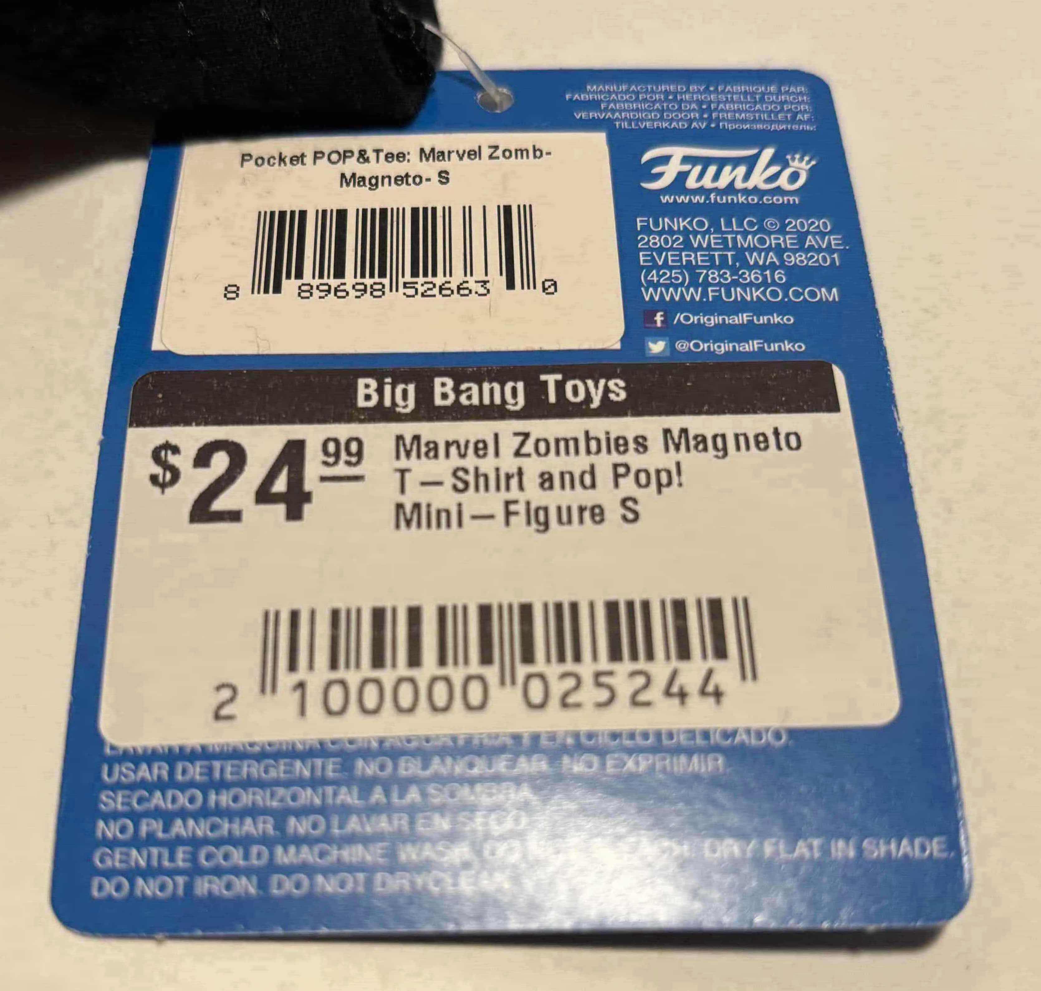Photo 1 of NEW FUNKO POCKET POP! & TEE, “ZOMBIE MAGNETO” T-SHIRT & POP! MINI FIGURE (BLACK, SIZE SMALL)