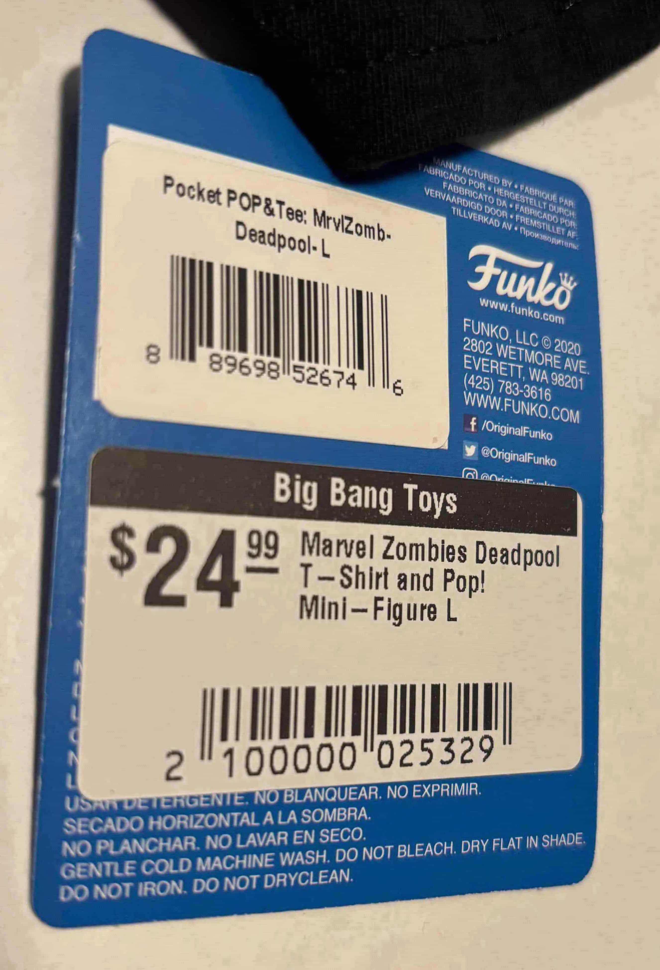 Photo 1 of NEW FUNKO POCKET POP! & TEE, “ZOMBIE DEADPOOL” T-SHIRT & POP! MINI FIGURE (BLACK, SIZE LARGE)