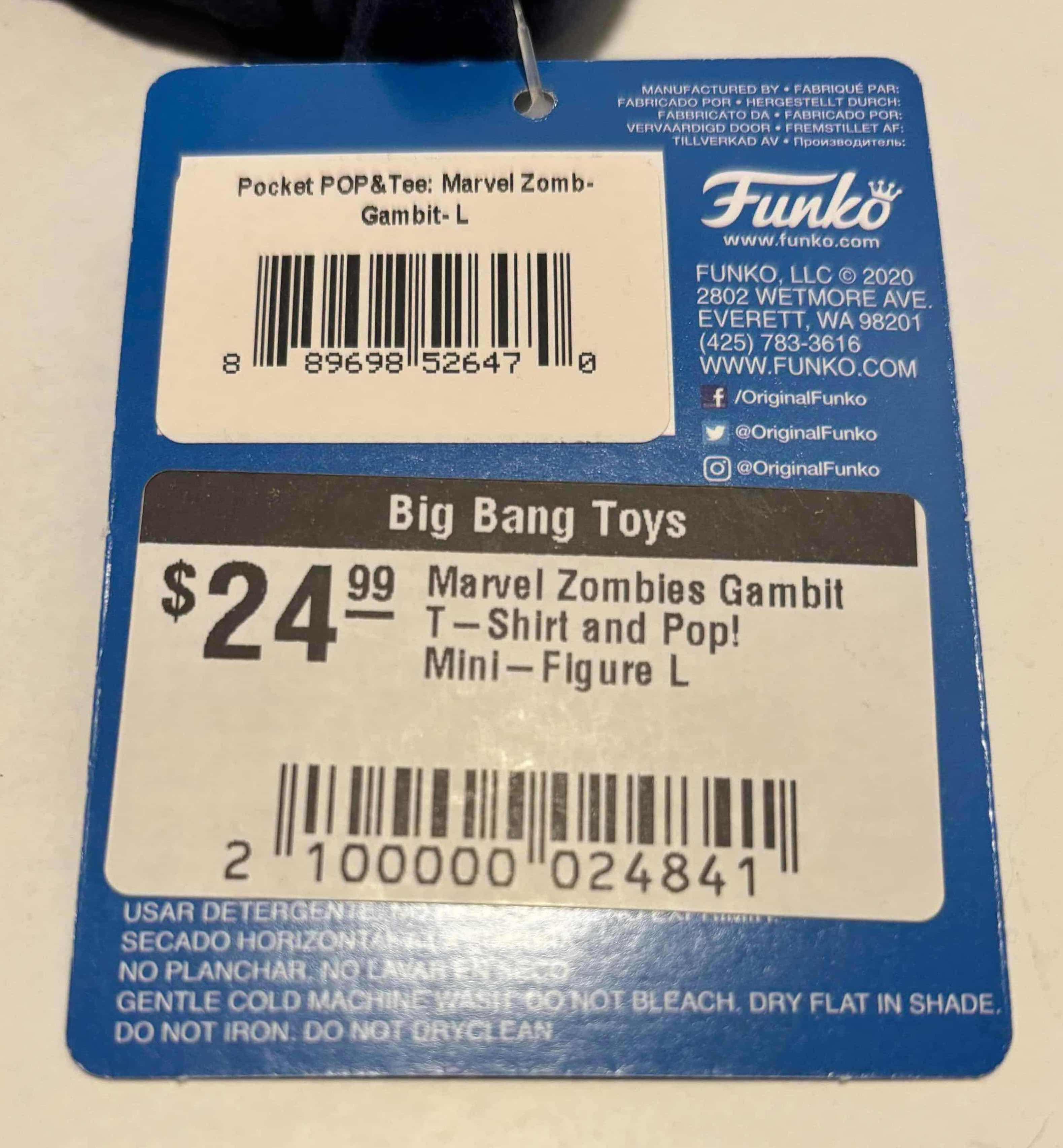 Photo 1 of NEW FUNKO POCKET POP! & TEE, “ZOMBIE GAMBIT” T-SHIRT & POP! MINI FIGURE (NAVY BLUE, SIZE LARGE)