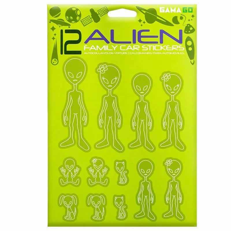 Photo 1 of NEW 5-PACK GAMAGO 12CT ALIEN FAMILY CAR STICKERS