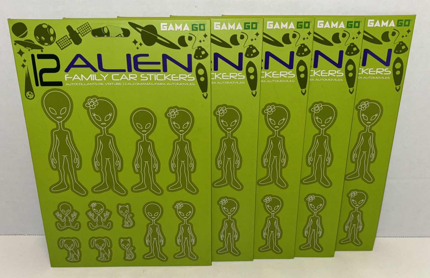 Photo 1 of NEW 5-PACK GAMAGO 12CT ALIEN FAMILY CAR STICKERS