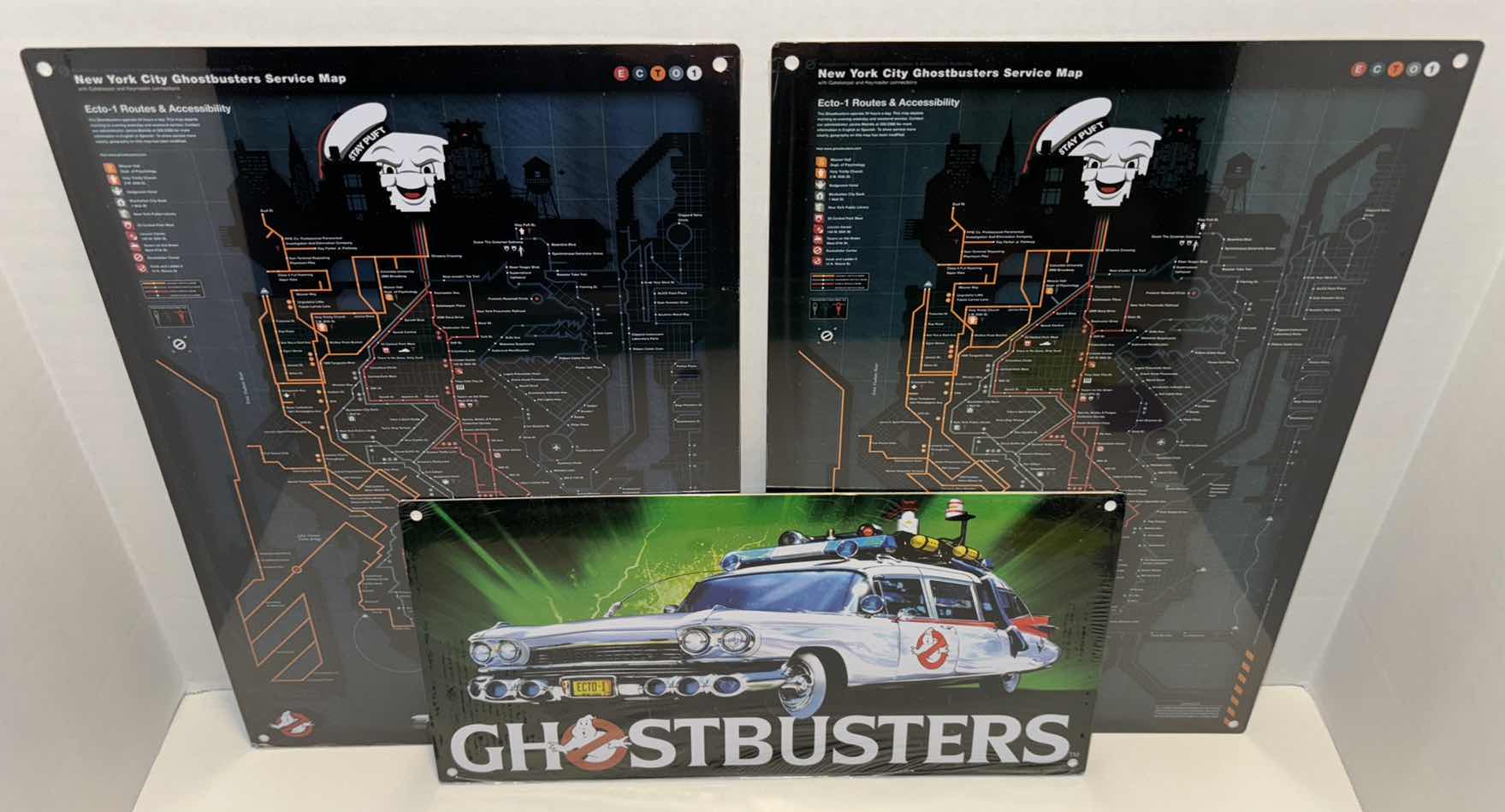 Photo 1 of NEW FACTORY ENTERTAINMENT GHOSTBUSTERS 3-PACK BUNDLE METAL SIGNS