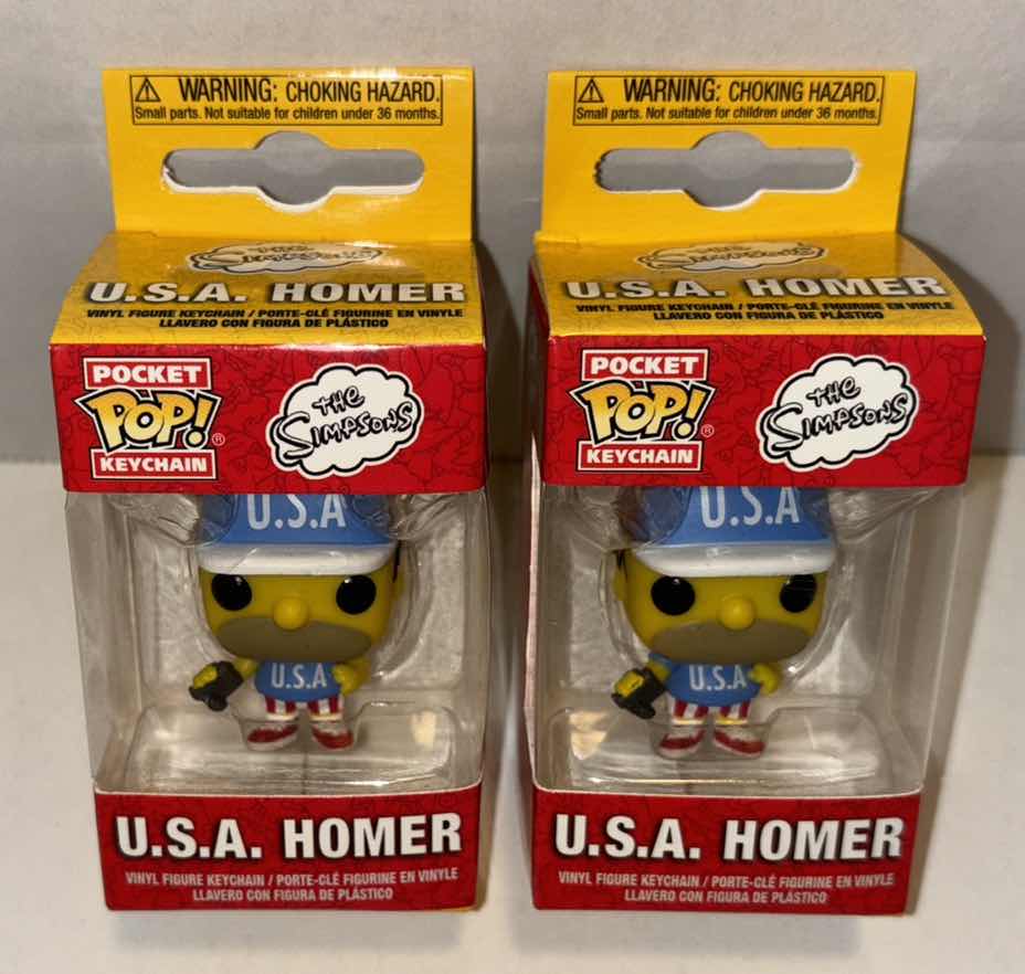 Photo 1 of NEW FUNKO POCKET POP! VINYL FIGURE KEYCHAIN, THE SIMPSONS “U.S.A. HOMER” 2-PACK