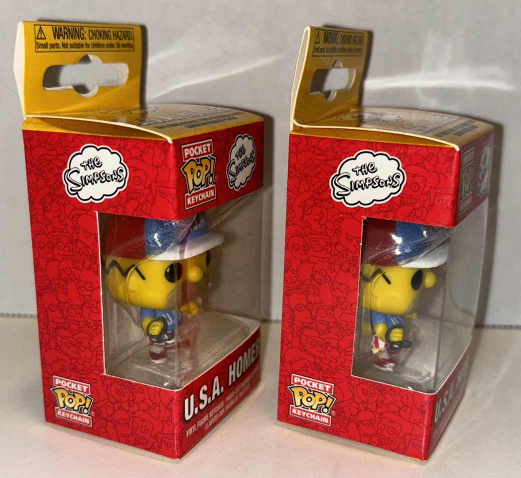 Photo 1 of NEW FUNKO POCKET POP! VINYL FIGURE KEYCHAIN, THE SIMPSONS “U.S.A. HOMER” 2-PACK