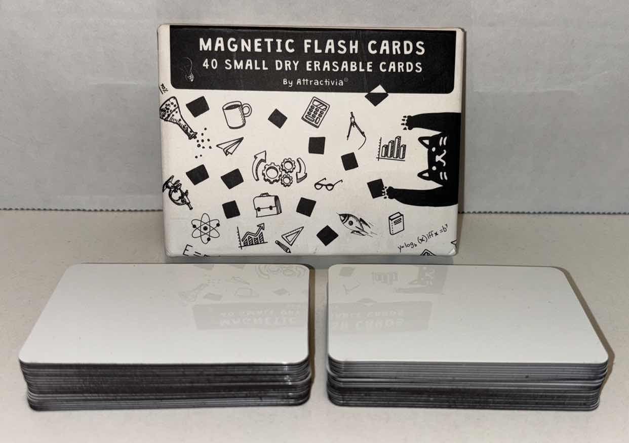 Photo 1 of NEW ATTRACTIVIA MAGNETIC FLASH CARDS, 40 CT SMALL DRY ERASABLE CARDS 2.8” X 1.8” (2 SETS)