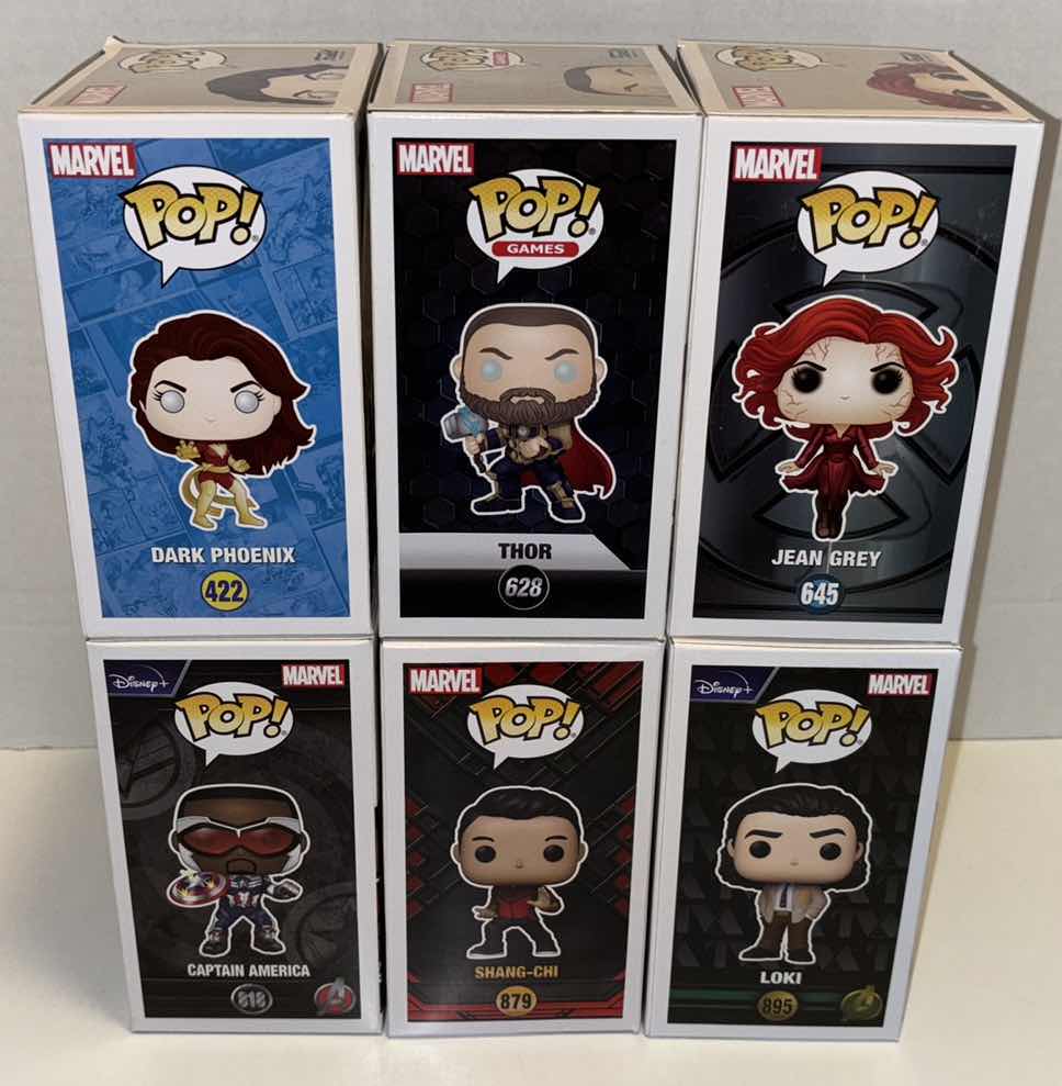 Photo 1 of NEW FUNKO POP! MARVEL BOBBLE-HEAD VINYL FIGURE 6-PACK MIXED BUNDLE, #422, #628, #645, #818, #879, #895