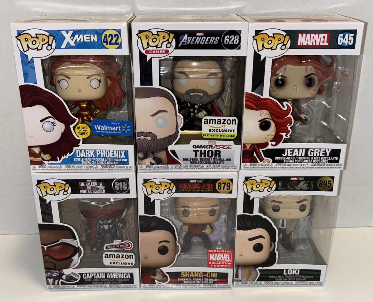 Photo 1 of NEW FUNKO POP! MARVEL BOBBLE-HEAD VINYL FIGURE 6-PACK MIXED BUNDLE, #422, #628, #645, #818, #879, #895