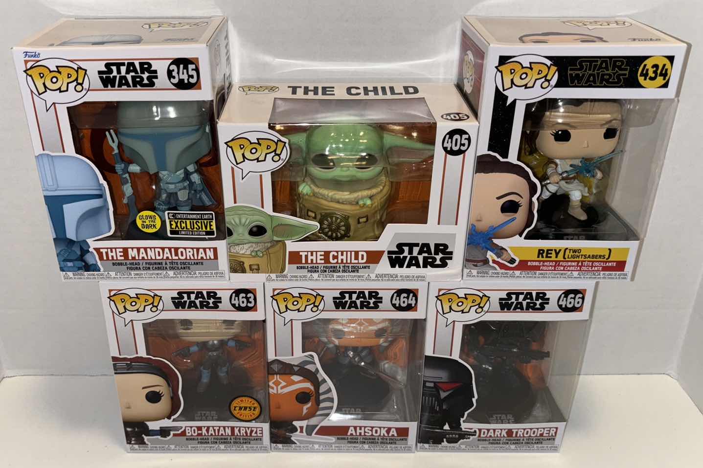 Photo 1 of NEW FUNKO POP! STAR WARS BOBBLE-HEAD VINYL FIGURE 6-PACK MIXED BUNDLE, #345, #405, #434, #463, #464, #466