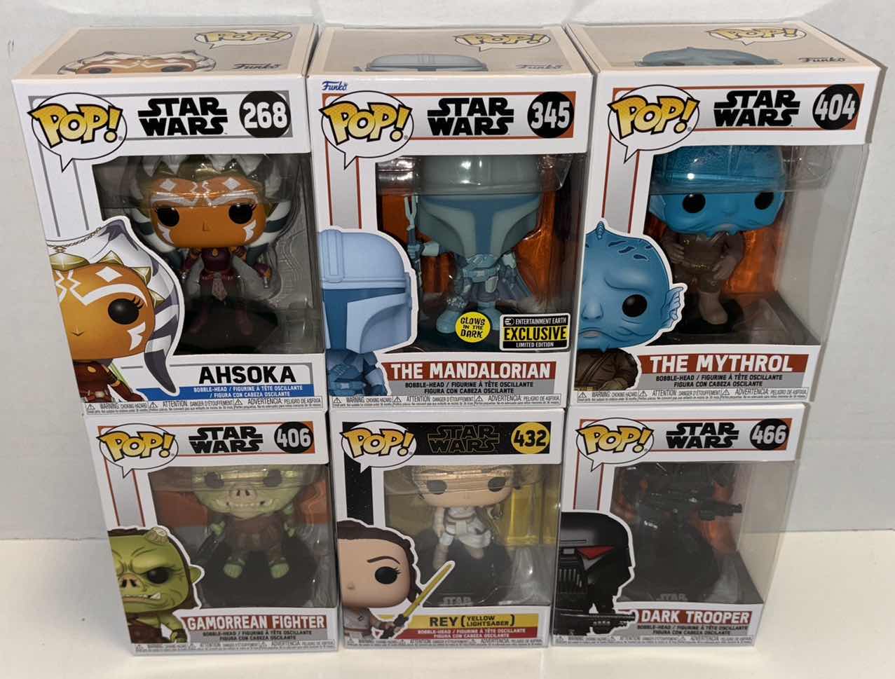 Photo 1 of NEW FUNKO POP! STAR WARS BOBBLE-HEAD VINYL FIGURE 6-PACK MIXED BUNDLE, #268, #345, #404, #406, #432, #466