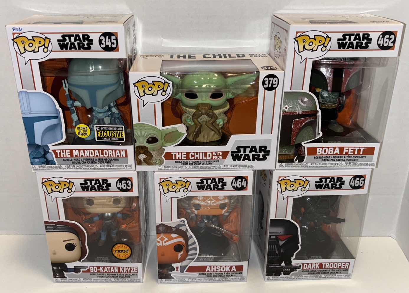 Photo 1 of NEW FUNKO POP! STAR WARS BOBBLE-HEAD VINYL FIGURE 6-PACK MIXED BUNDLE, #345, #379, #462, #463, #464, #466
