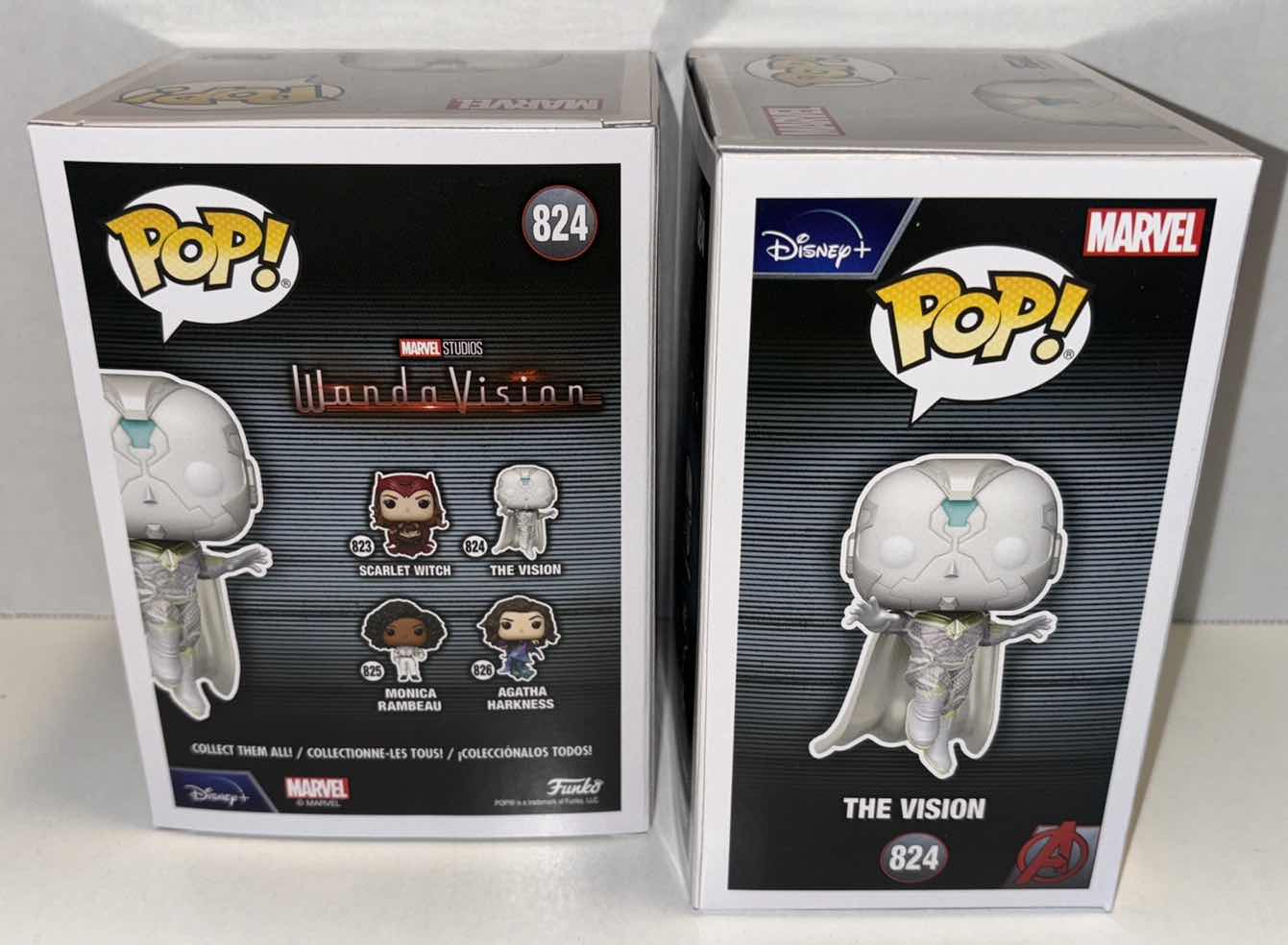 Photo 1 of NEW FUNKO POP! MARVEL STUDIOS BOBBLE-HEAD FIGURE 2-PACK, WANDA VISION #824 THE VISION