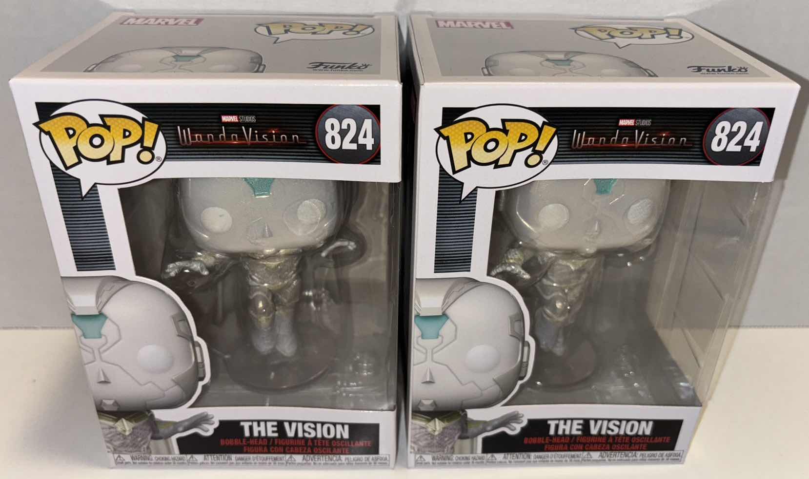 Photo 1 of NEW FUNKO POP! MARVEL STUDIOS BOBBLE-HEAD FIGURE 2-PACK, WANDA VISION #824 THE VISION
