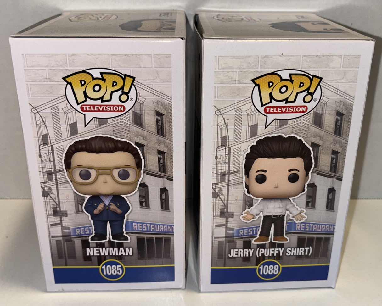 Photo 1 of NEW FUNKO POP! TELEVISION SEINFELD VINYL FIGURE 2-PACK,  #1085 NEWMAN & #1088 JERRY (PUFFY SHIRT)
