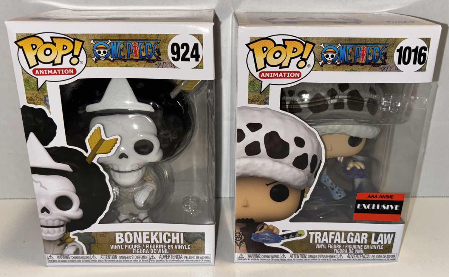 Photo 1 of NEW FUNKO POP! ANIMATION ONE PIECE VINYL FIGURE 2-PACK, #924 BONEKICHI & #1016 TRAFALGAR LAW