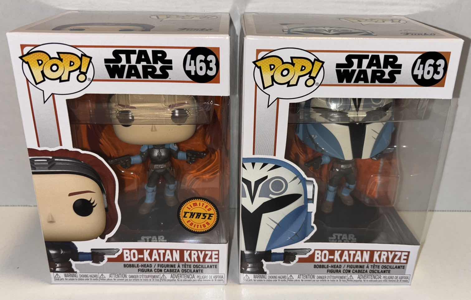 Photo 1 of NEW FUNKO POP! STAR WARS BOBBLE-HEAD FIGURE 2-PACK, CHASE LIMITED EDITION #463 BO-KATAN KRYZE (UNMASKED) & #463 BO-KATAN KRYZE (MASKED)
