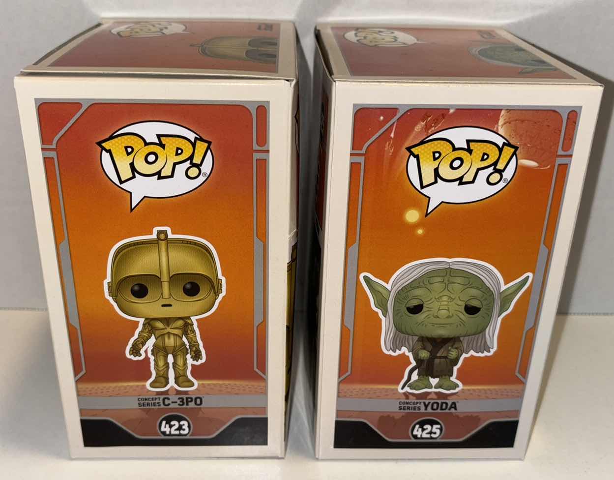 Photo 1 of NEW FUNKO POP! STAR WARS BOBBLE-HEAD FIGURE 2-PACK, #423 CONCEPT SERIES C-3PO & #425 CONCEPT SERIES YODA