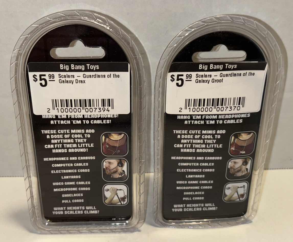 Photo 1 of NEW NECA SCALERS CORD HANGERS 2-PACK, GUARDIANS OF THE GALAXY “DRAX” & “GROOT”