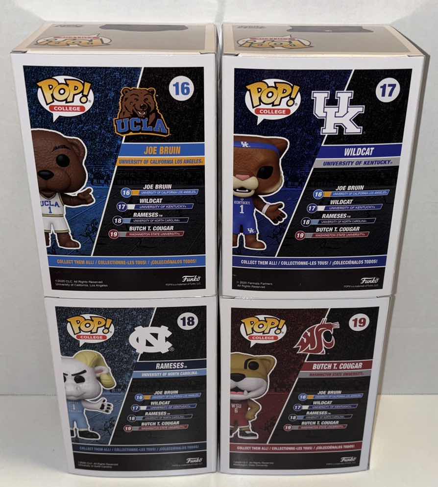 Photo 1 of NEW FUNKO POP! COLLEGE MASCOT 4-PACK VINYL FIGURE, #16, #17, #18 & #19