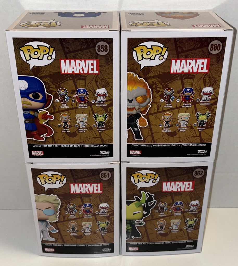Photo 1 of NEW FUNKO POP! INFINITY WARPS  4-PACK BOBBLE-HEAD FIGURE, #858, #860, #861 & #862