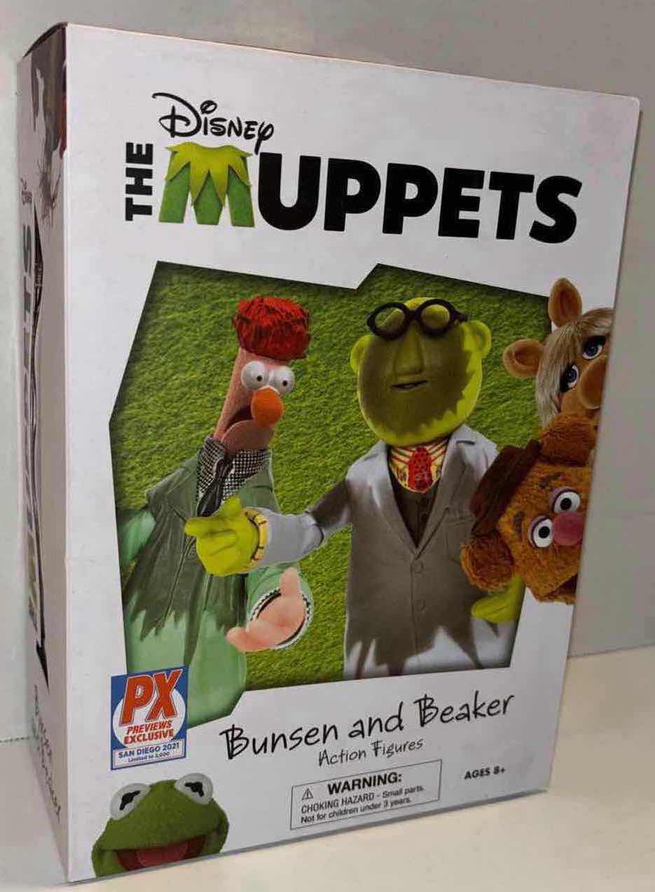 Photo 1 of NEW DIAMOND SELECT TOYS THE MUPPETS ACTION FIGURES, PX PREVIEWS EXCLUSIVE SAN DIEGO 2021 LIMITED EDITION 1 OF 3,000 “BUNSEN AND BEAKER LAB ACCIDENT”