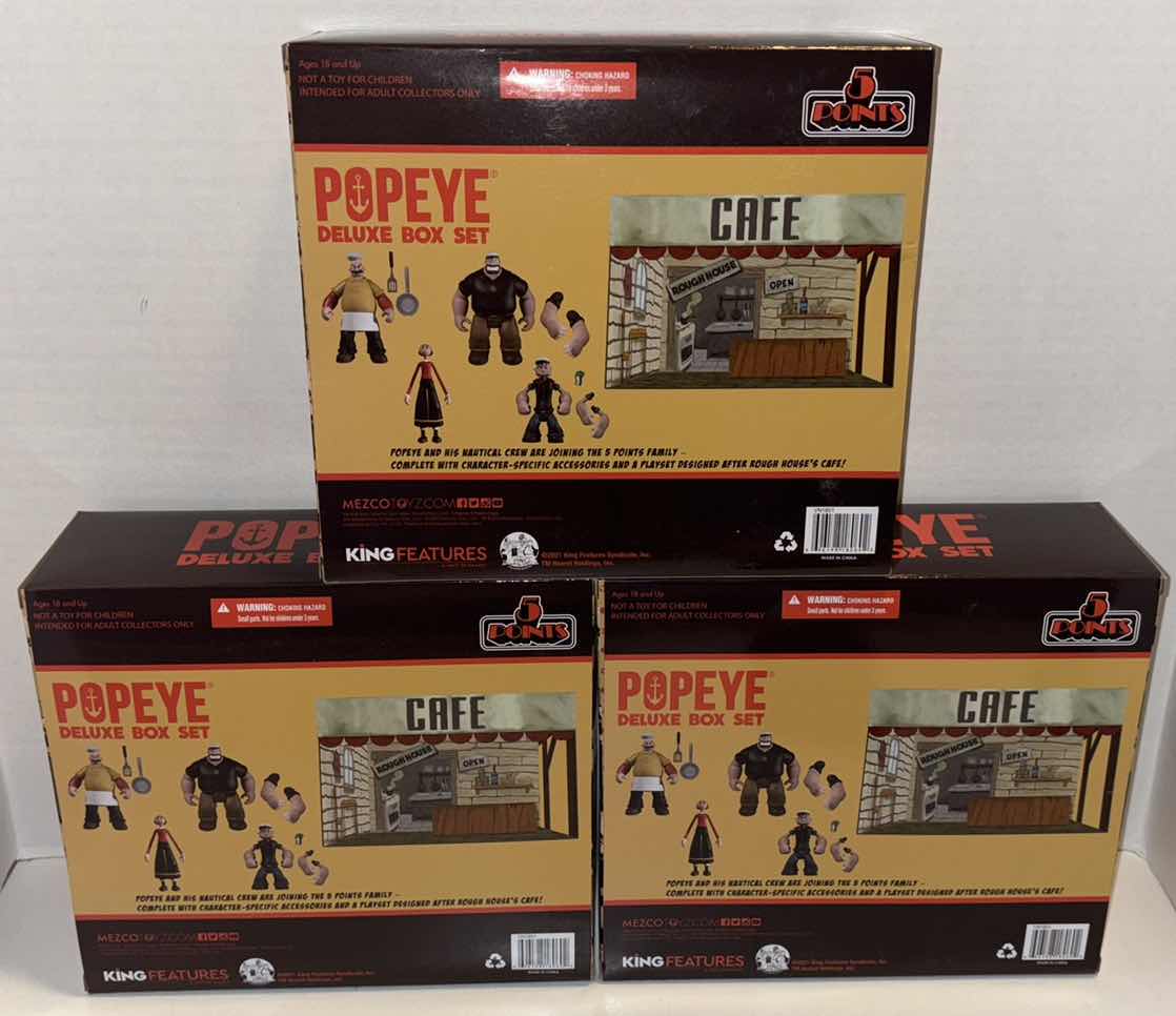 Photo 1 of NEW 3-PACK MEZCO TOYZ 5 POINTS POPEYE DELUXE BOX SET