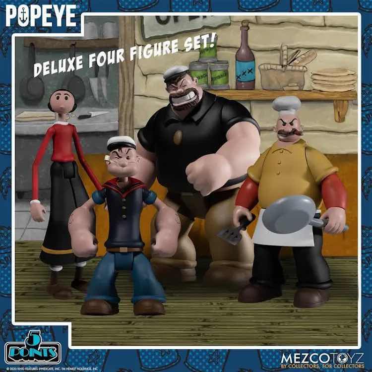 Photo 1 of NEW MEZCO TOYZ 5 POINTS POPEYE DELUXE BOX SET (1)