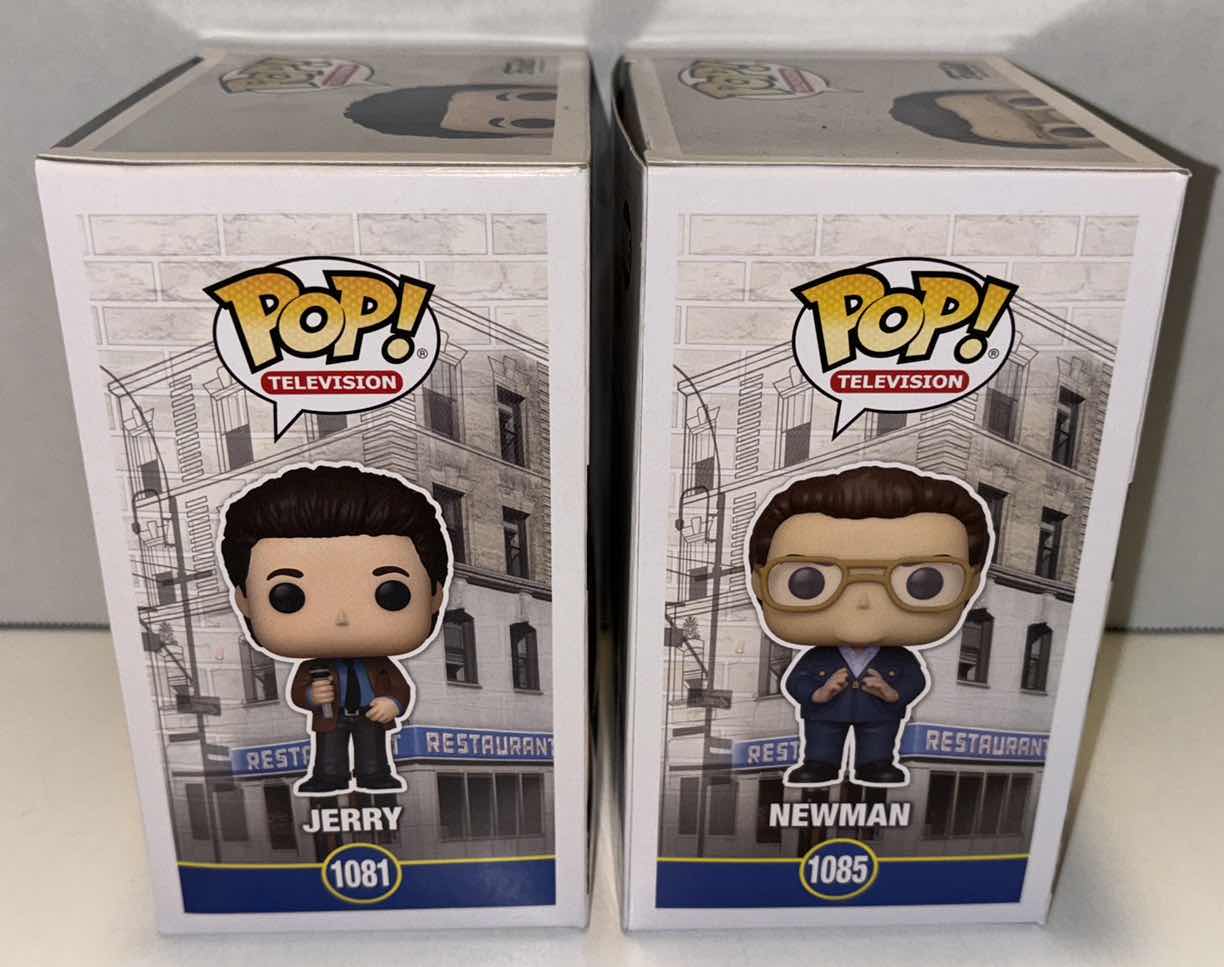 Photo 1 of NEW FUNKO POP! TELEVISION 2-PACK SEINFELD VINYL FIGURE, #1081 JERRY (DOING STAND-UP) & #1085 NEWMAN THE MAILMAN