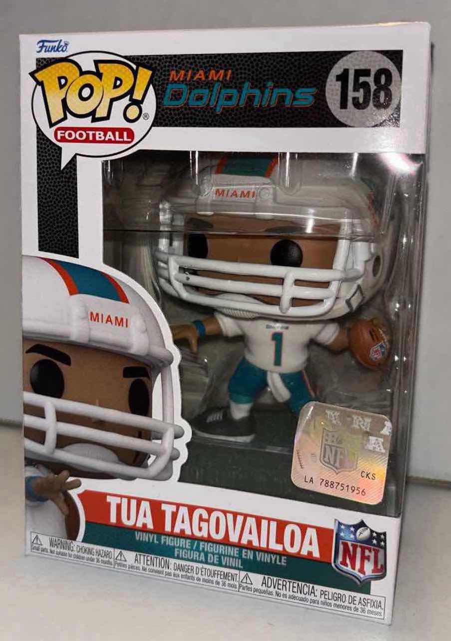 Photo 1 of NEW FUNKO POP! NFL FOOTBALL VINYL FIGURE, MIAMI DOLPHINS #158 TUA TAGOVAILOA