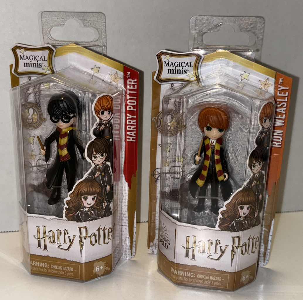 Photo 1 of NEW 2-PACK SPIN MASTER WIZARDING WORLD HARRY POTTER MAGICAL MINIS 3” FIGURE, “HARRY POTTER” & “RON WEASLEY”