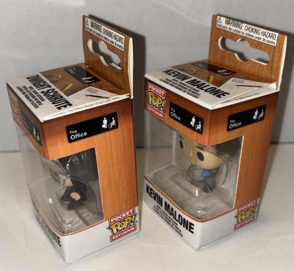 Photo 1 of NEW 2-PACK FUNKO POP! POCKET POP! VINYL FIGURE KEYCHAIN, THE OFFICE “DWIGHT SCHRUTE” & “KEVIN MALONE”