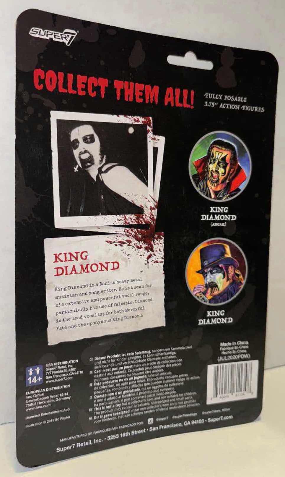 Photo 1 of NEW SUPER7 REACTION FIGURES KING DIAMOND ACTION FIGURE, “MERCYFUL FATE KING DIAMOND”