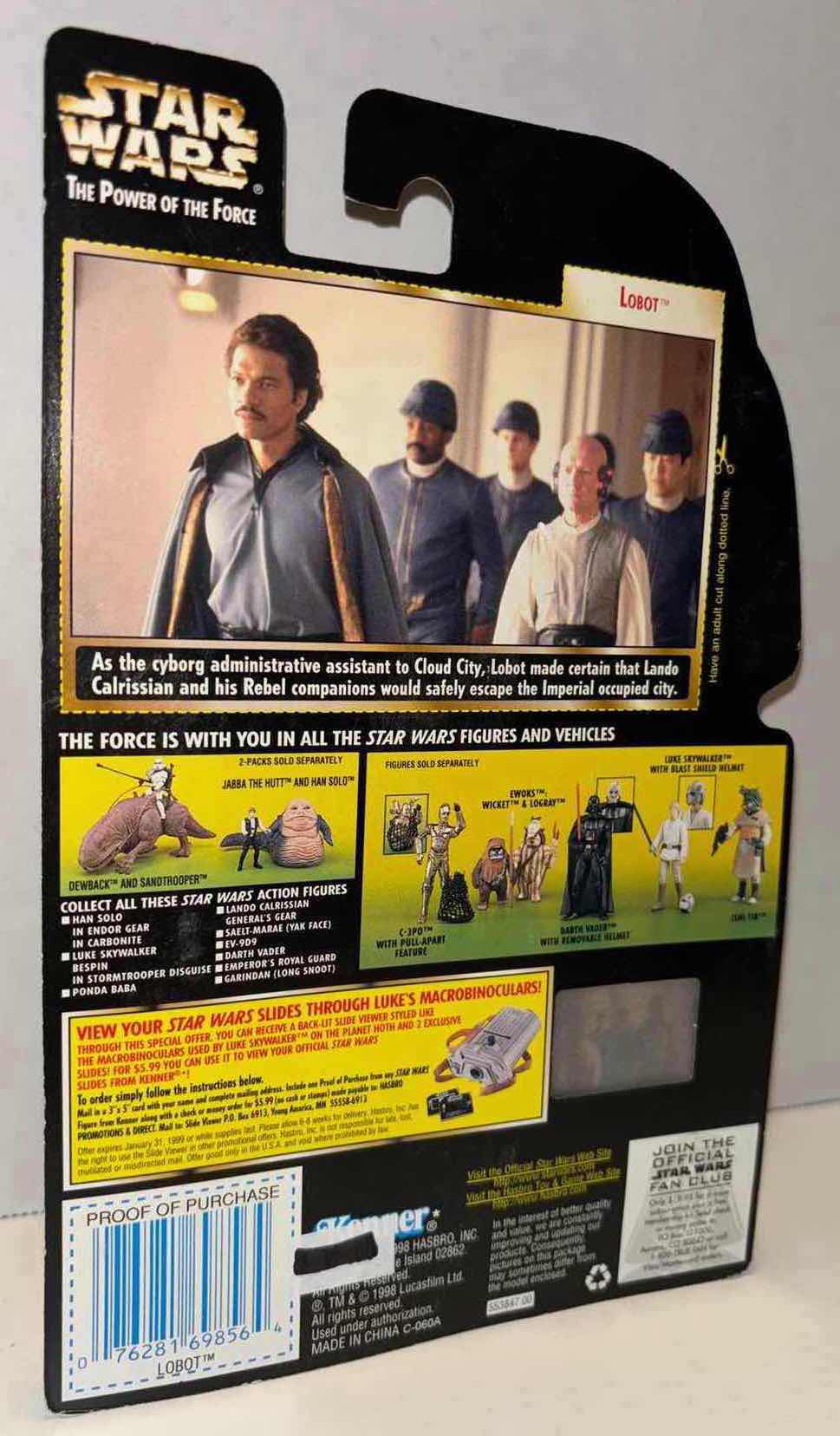 Photo 1 of NEW KENNER STAR WARS THE POWER OF THE FORCE ACTION FIGURE, LOBOT W BLASTER PISTOL, TRANSMITTER & FREEZE FRAME ACTION SLIDE (1)