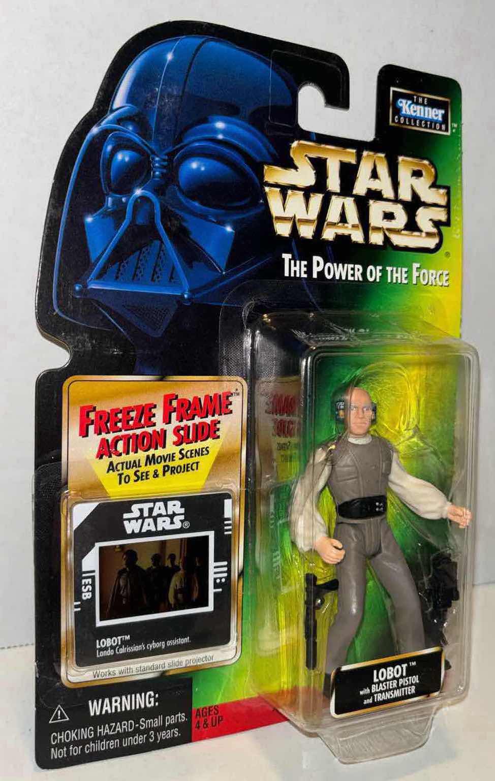 Photo 1 of NEW KENNER STAR WARS THE POWER OF THE FORCE ACTION FIGURE, LOBOT W BLASTER PISTOL, TRANSMITTER & FREEZE FRAME ACTION SLIDE (1)