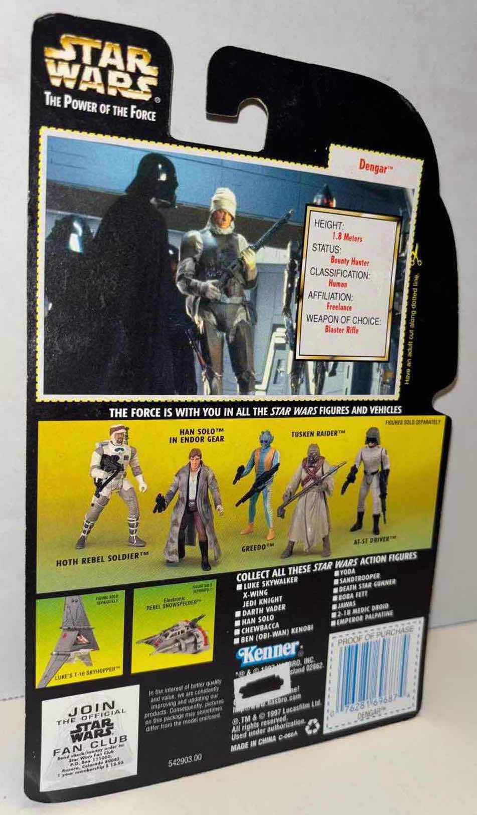 Photo 1 of NEW KENNER STAR WARS THE POWER OF THE FORCE ACTION FIGURE, DENGAR W BLASTER RIFLE (1)