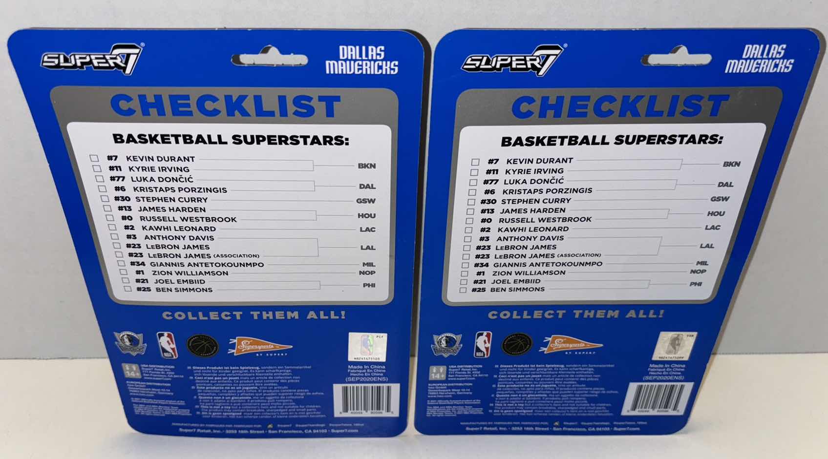 Photo 1 of NEW 2-PACK SUPER7 SUPERSPORTS NBA BASKETBALL SUPERSTARS REACTION FIGURE #6 DALLAS MAVERICKS “KRISTAPS PORZINGIS”