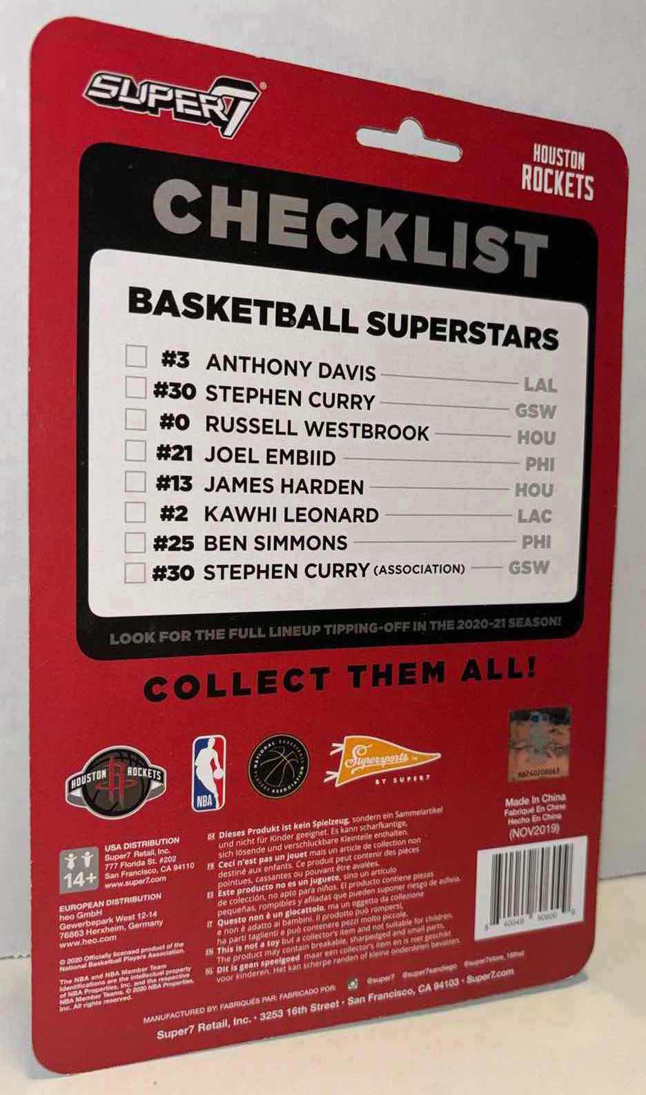 Photo 1 of NEW SUPER7 SUPERSPORTS NBA BASKETBALL SUPERSTARS REACTION FIGURE #13 HOUSTON ROCKETS “JAMES HARDEN” (1)