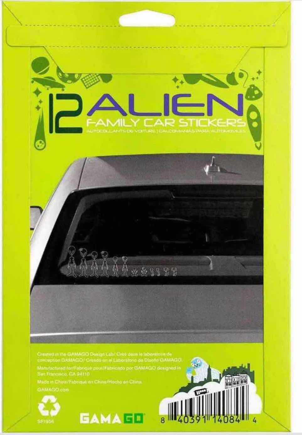 Photo 1 of NEW 4-PACK GAMA GO 12 ALIEN FAMILY CAR STICKERS PACK