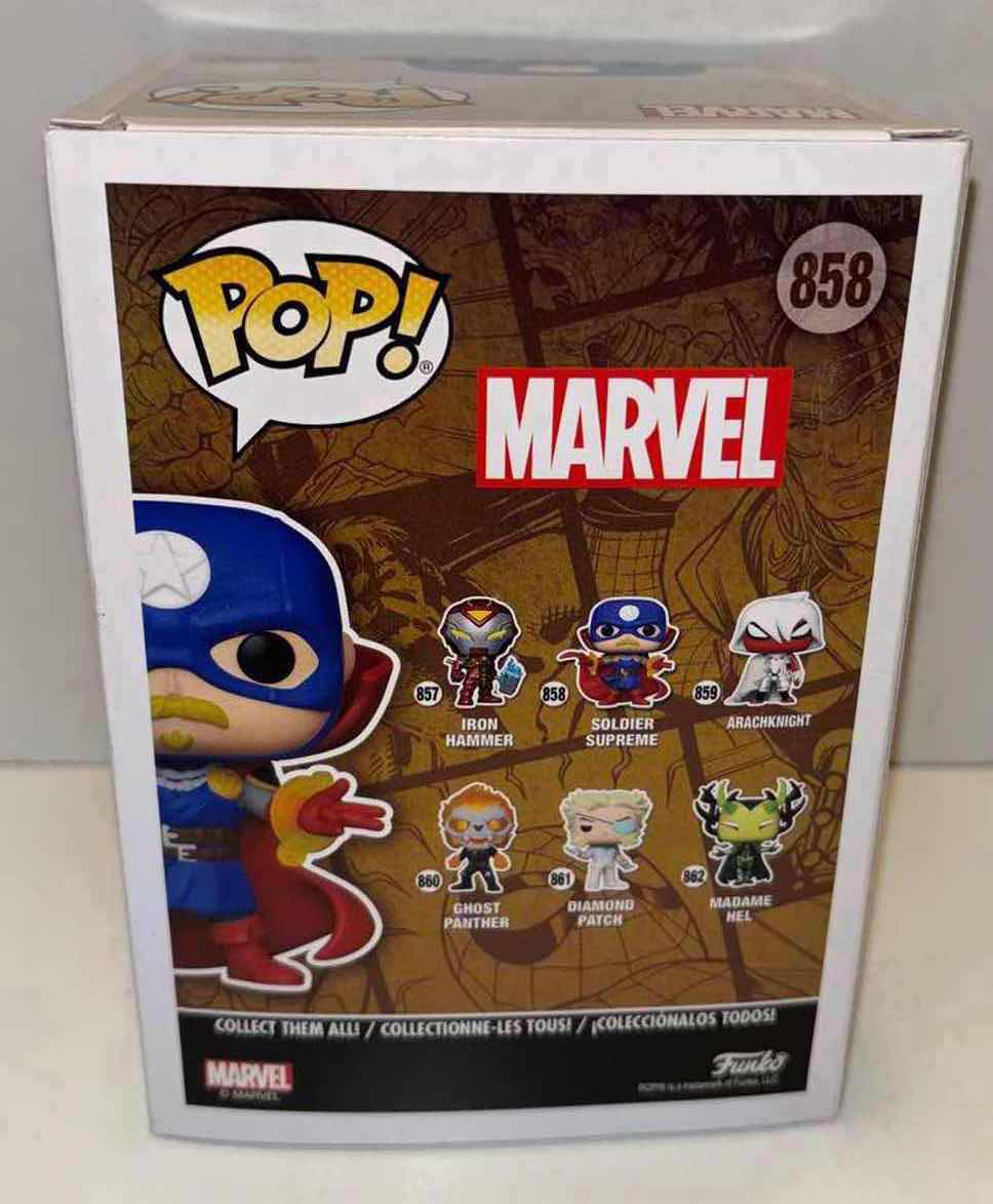 Photo 1 of NEW FUNKO POP! MARVEL INFINITY WARPS BOBBLEHEAD FIGURE, #858 SOLDIER SUPREME
