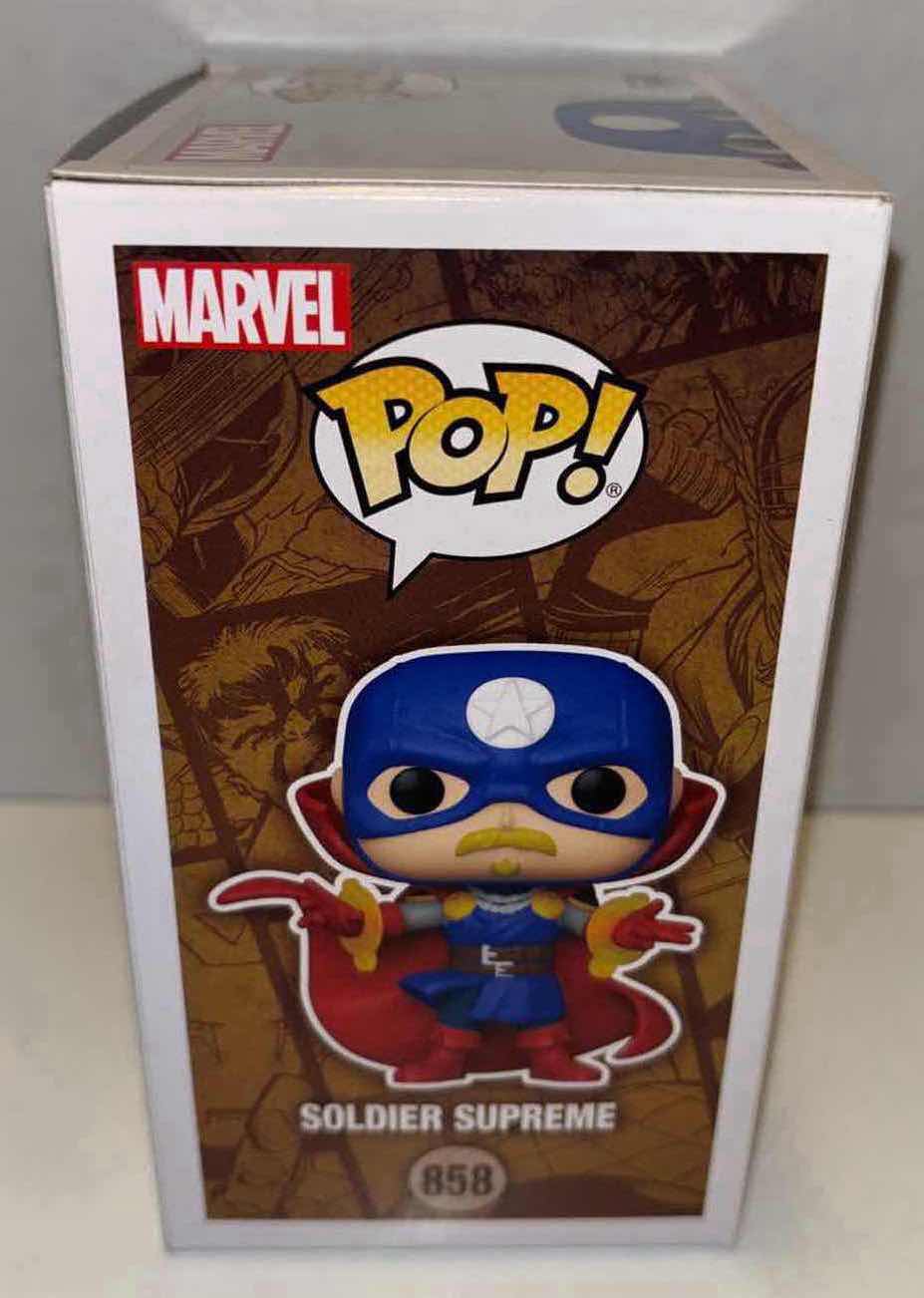 Photo 1 of NEW FUNKO POP! MARVEL INFINITY WARPS BOBBLEHEAD FIGURE, #858 SOLDIER SUPREME