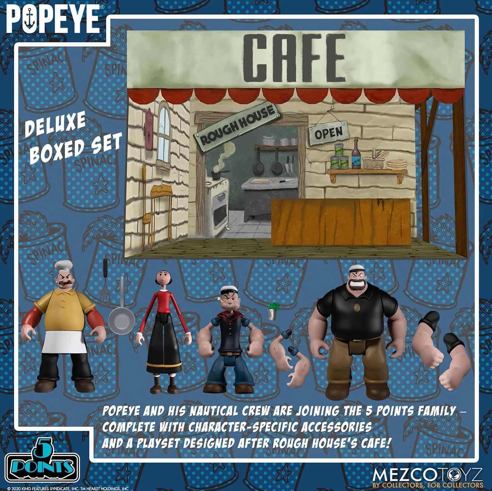 Photo 1 of NEW MEZCO TOYZ 5 POINTS POPEYE DELUXE BOX SET (1)