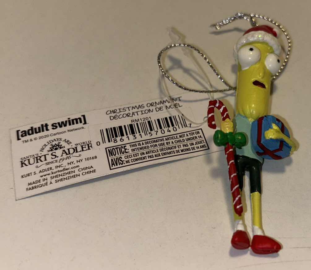 Photo 7 of NEW ADULT SWIM RICK AND MORTY 2 HANDCRAFTED GLASS ORNAMENTS & 5 PC KURT S. ADLER “MR. POOPY BUTT” ORNAMENTS