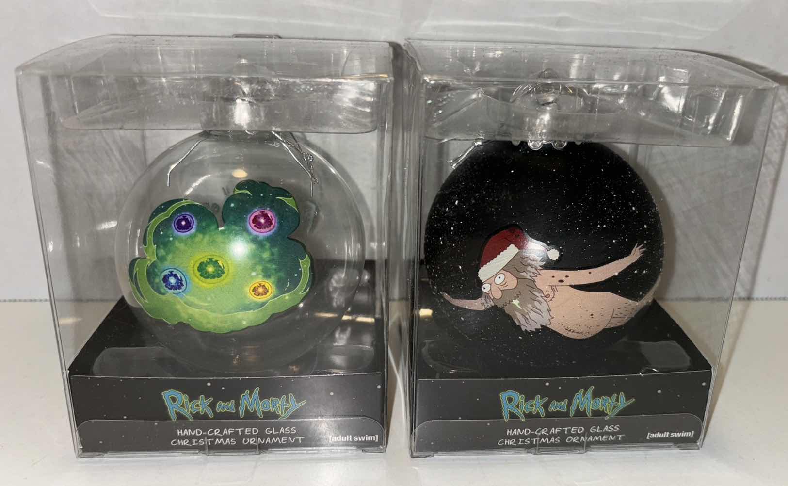 Photo 4 of NEW ADULT SWIM RICK AND MORTY 2 HANDCRAFTED GLASS ORNAMENTS & 5 PC KURT S. ADLER “MR. POOPY BUTT” ORNAMENTS