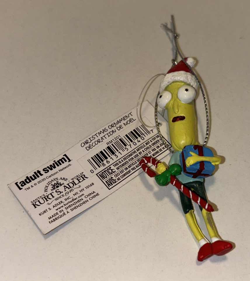 Photo 7 of NEW ADULT SWIM RICK AND MORTY 2 HANDCRAFTED GLASS ORNAMENTS & 5 PC KURT S. ADLER “MR. POOPY BUTT” ORNAMENTS