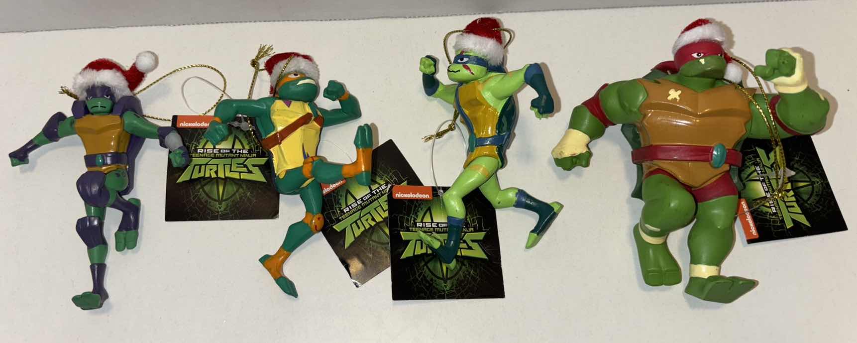 Photo 1 of NEW TMNT SANTA HAT NINJA TURTLE ORNAMENTS (4)