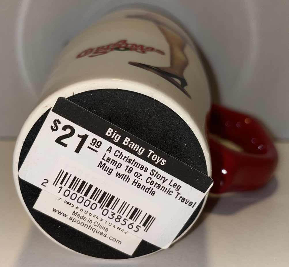 Photo 1 of NEW SPOONTIQUES A CHRISTMAS STORY LEG LAMP CERAMIC TRAVEL MUG