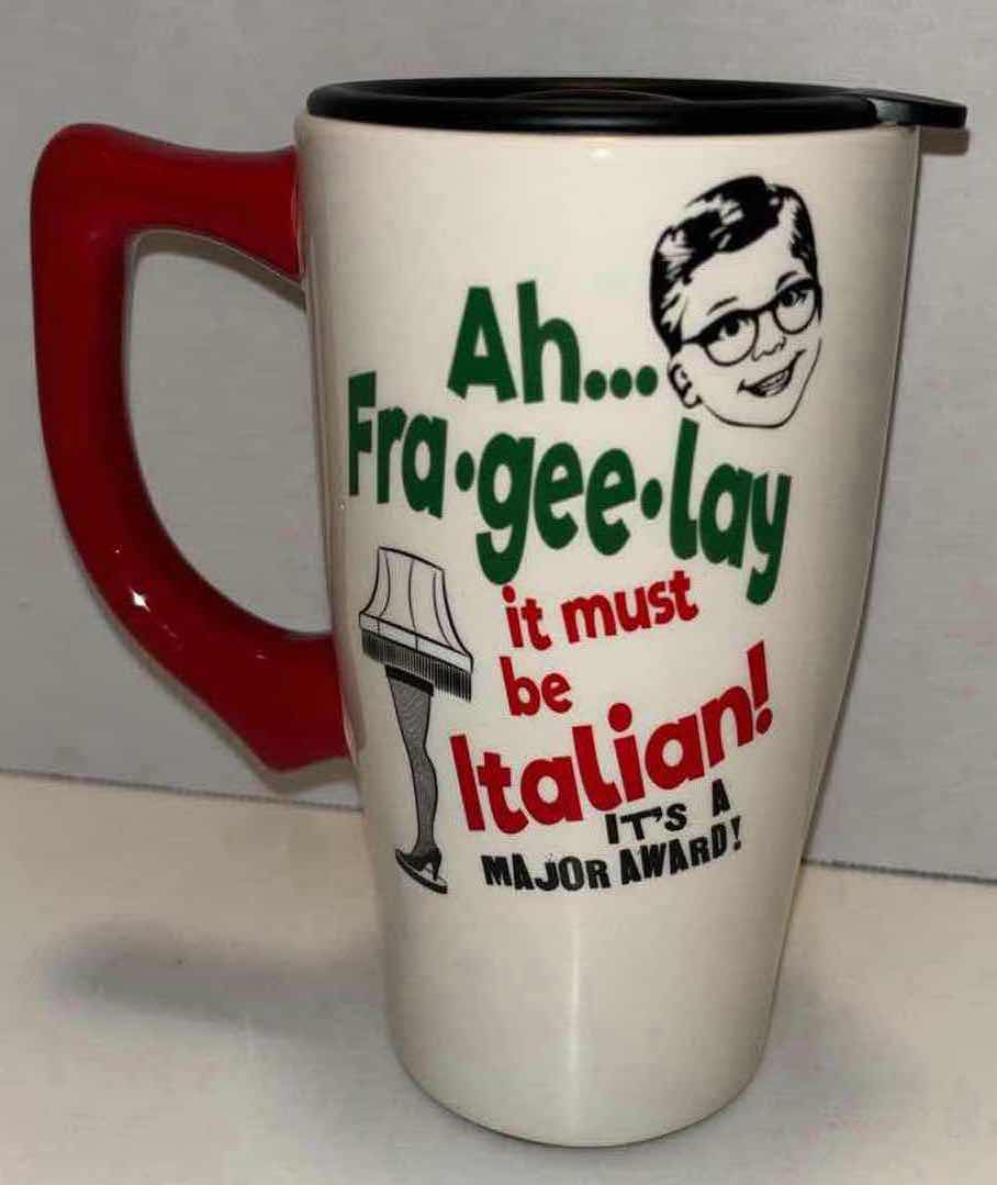 Photo 1 of NEW SPOONTIQUES A CHRISTMAS STORY LEG LAMP CERAMIC TRAVEL MUG