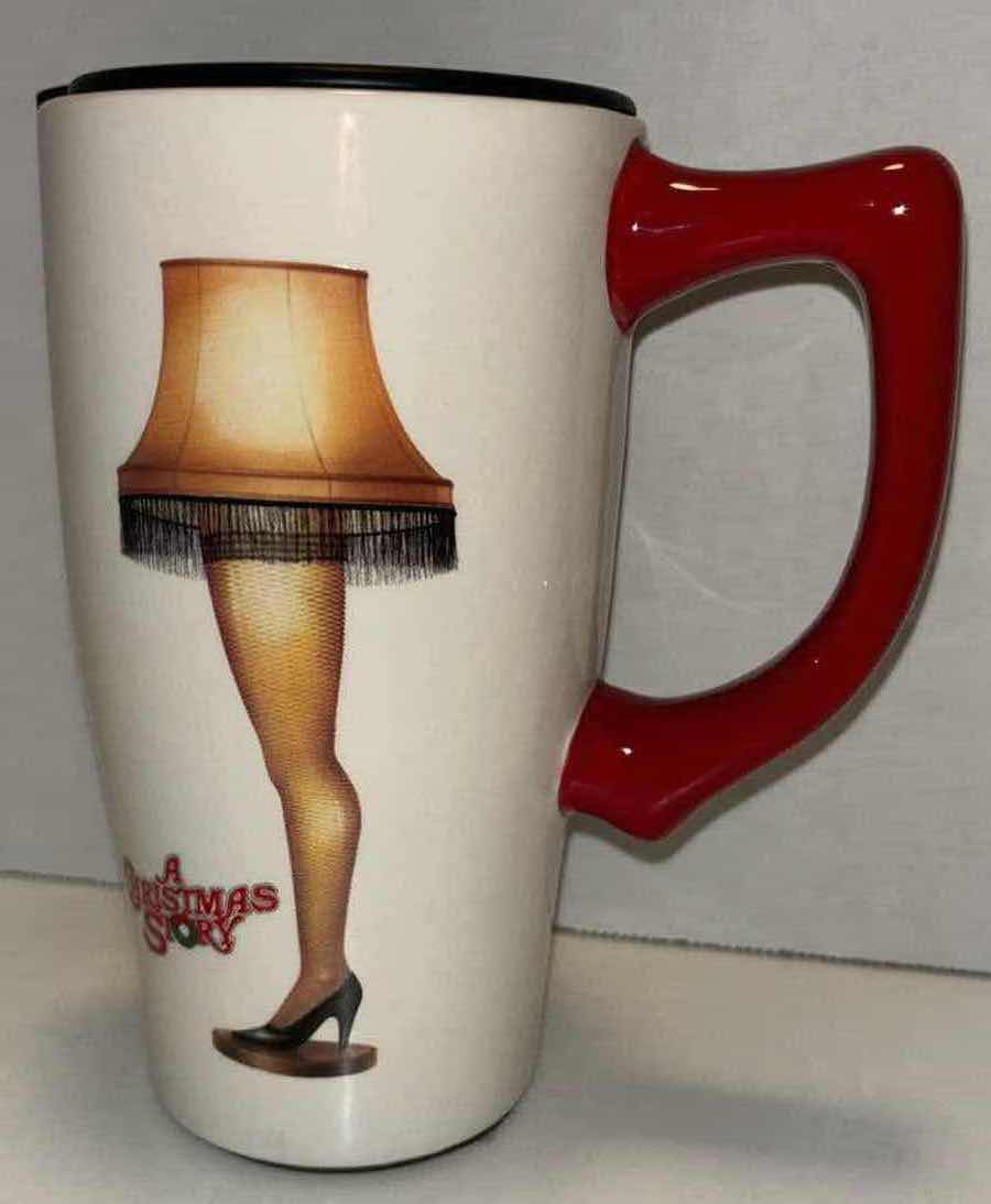 Photo 1 of NEW SPOONTIQUES A CHRISTMAS STORY LEG LAMP CERAMIC TRAVEL MUG