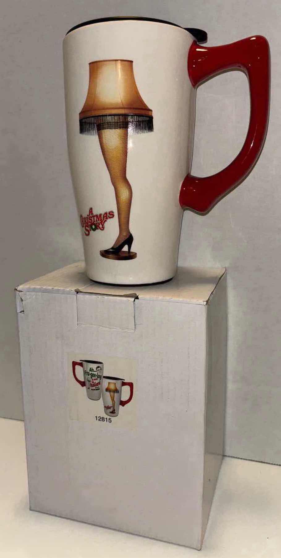 Photo 1 of NEW SPOONTIQUES A CHRISTMAS STORY LEG LAMP CERAMIC TRAVEL MUG